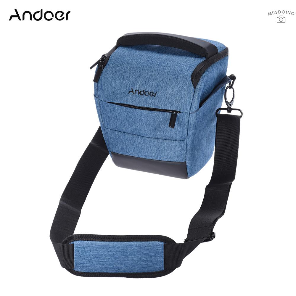 ღ Andoer Portable DSLR Camera Shoulder Bag Sleek Polyester Camera Case for 1 Camera 1 Lens and Small Accessories for Canon Nikon Sony Fujifilm Olympus Panasonic