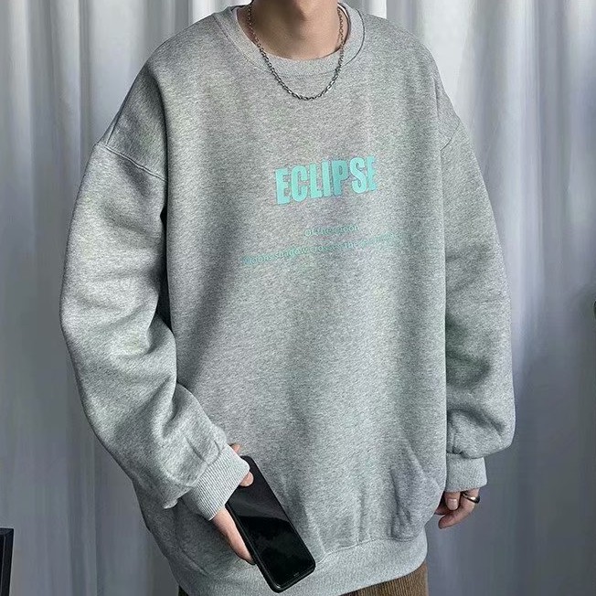 Áo Thun Nỉ Hàn Quốc Phối Họa Tiết 4 Màu Cho Nam Nữ M-3Xl