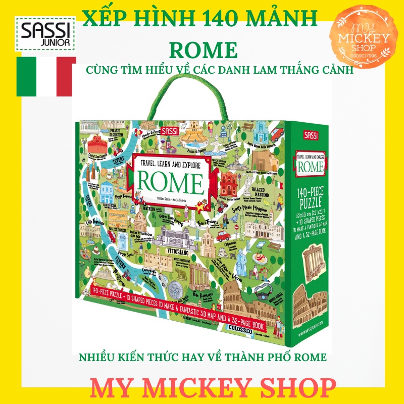 Bộ xếp hình 140 mảnh chủ đề thành phố 3 mẫu cho bé 5 6 7 tuổi chính hãng Sassi 140 pieces puzzle Cities My Mickey Shop