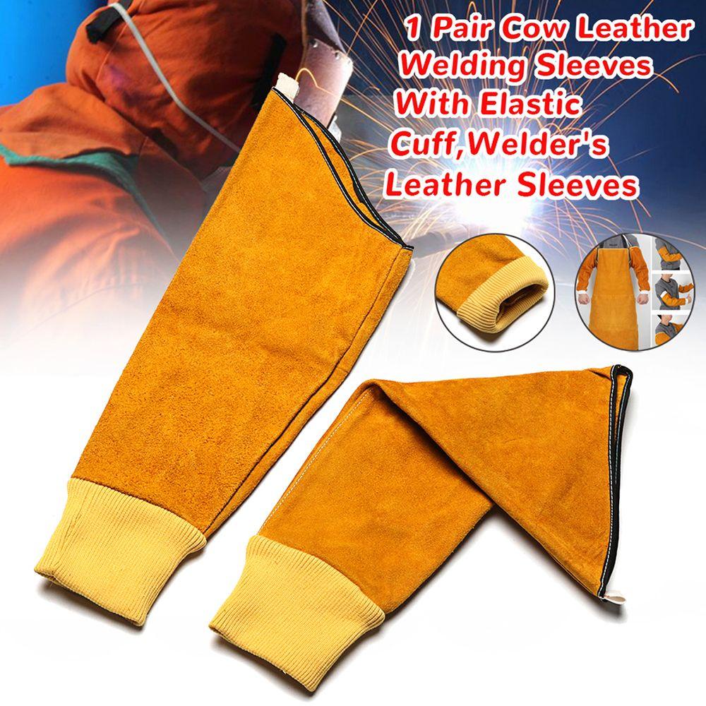 Găng Tay Hàn 22.6 &quot;Bằng Da Bò Đàn Hồi Bảo Vệ Cánh Tay