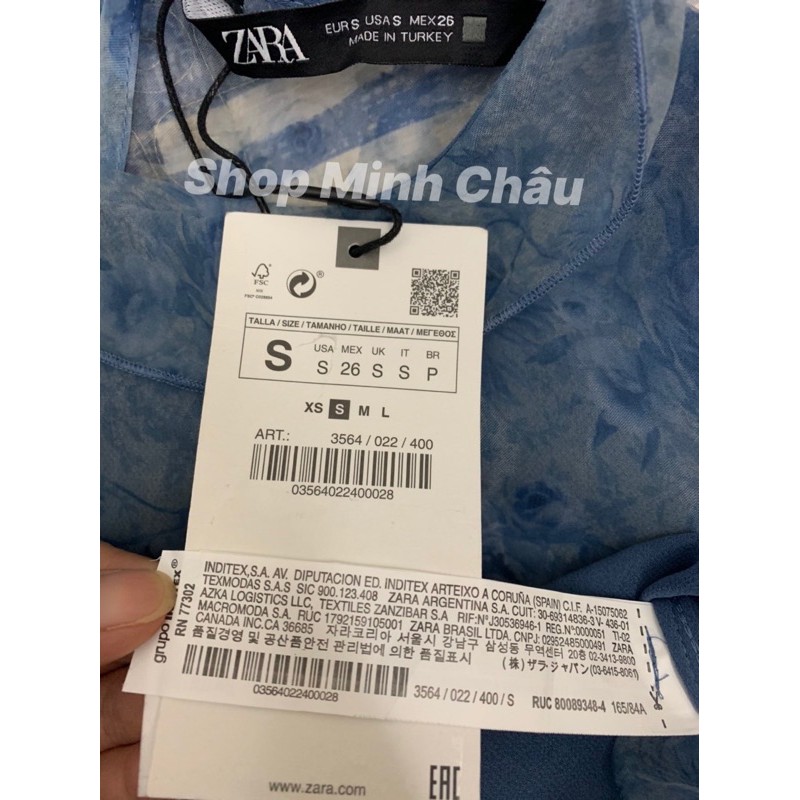 (Sẵn) Áo voan kính hoa Zara auth canh sale, kèm ảnh thật