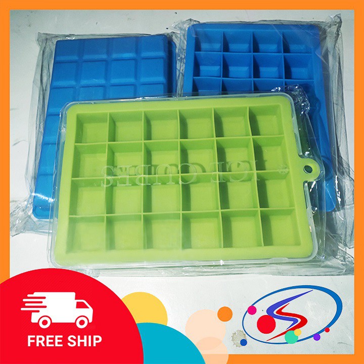 khay đá silicon có nắp  [NHẬP: " QUANG5000 " GIẢM 5K/ ĐƠN 100K] khay làm đá silicone có nắp, 15 / 24 ngăn độ bền cao.