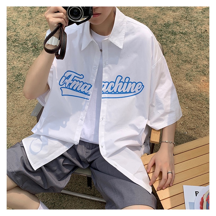 Áo Sơ Mi Trắng Cộc Tay Unisex Chất Cotton Thoáng Mát,Sơ Mi Tay Ngắn Nam Nữ Phong Cách