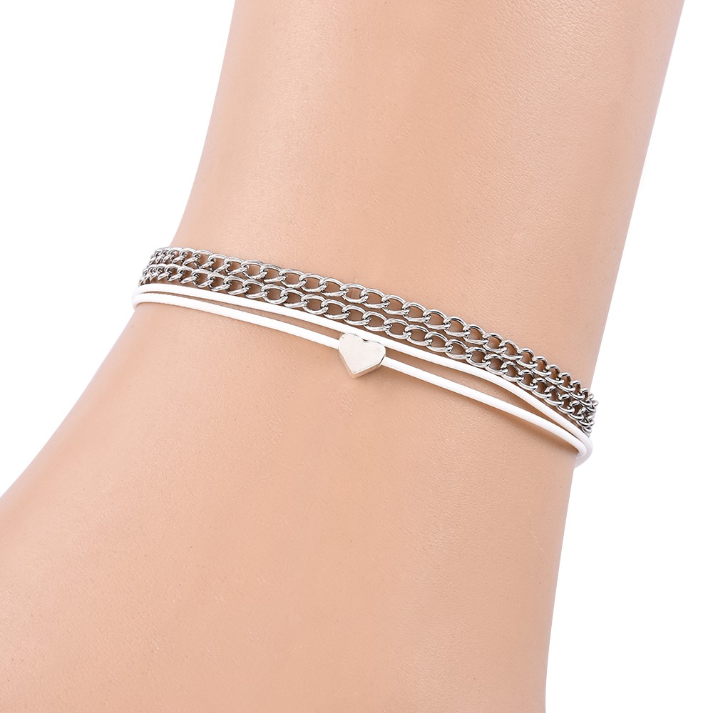 Set 2 lắc chân trang trí mặt trái tim trẻ trung cho nữ | BigBuy360 - bigbuy360.vn