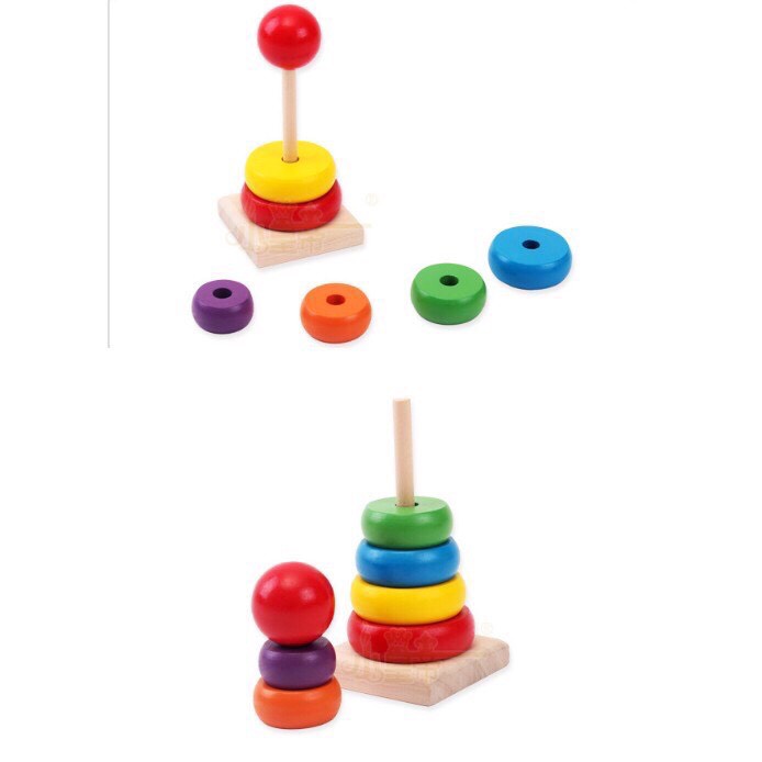 ❤️Đồ Chơi Gỗ Tháp Vòng 7 Sắc Cầu Vồng❤️- Đồ Chơi Gỗ Montessori Phát Triển Kỹ Năng Cho Bé