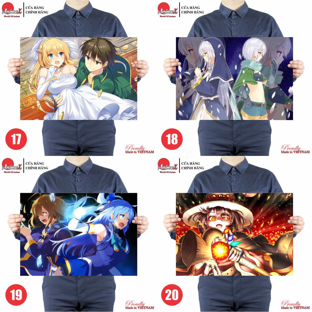 Tấm Poster Áp Phích A3 Anime KonoSuba - God’s Blessing on this Wonderful World, Decal Dán Tường, Dán Kính By AnimeX