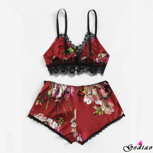 Bộ đồ lót ngủ vải satin phối ren gợi cảm cho nữ | BigBuy360 - bigbuy360.vn