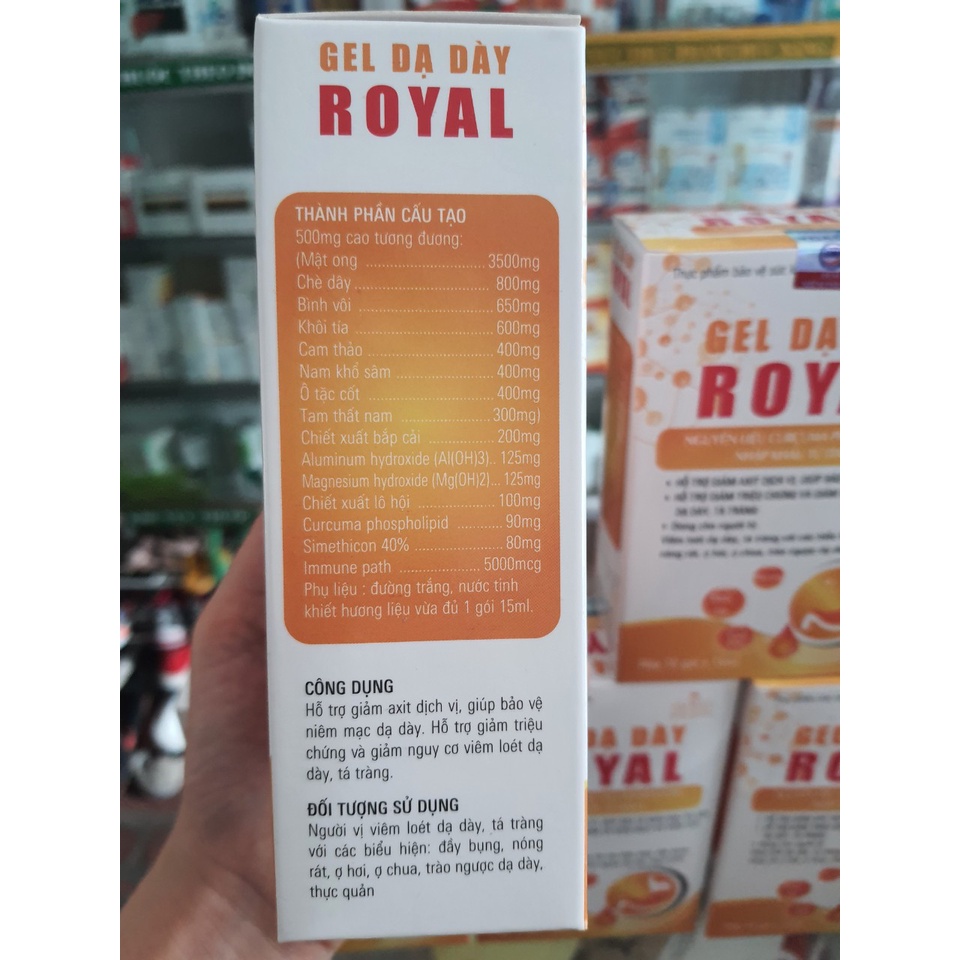 Gel dạ dày Royal - Hỗ trợ giảm viêm loét , trào ngược dạ dày, nóng rát, Ợ hơi, ợ chua