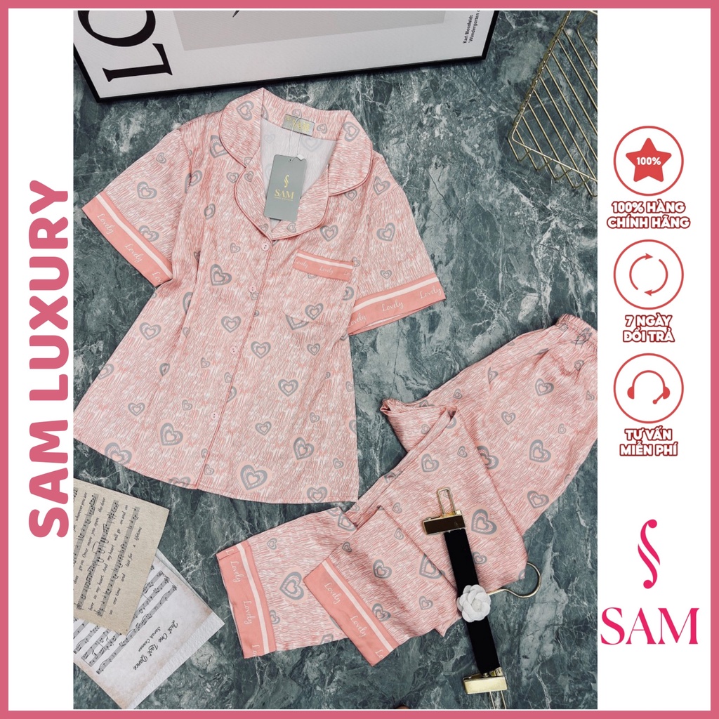 Bộ Pyjama nữ lụa Sam luxury, Bộ lụa tay ngắn quần dài