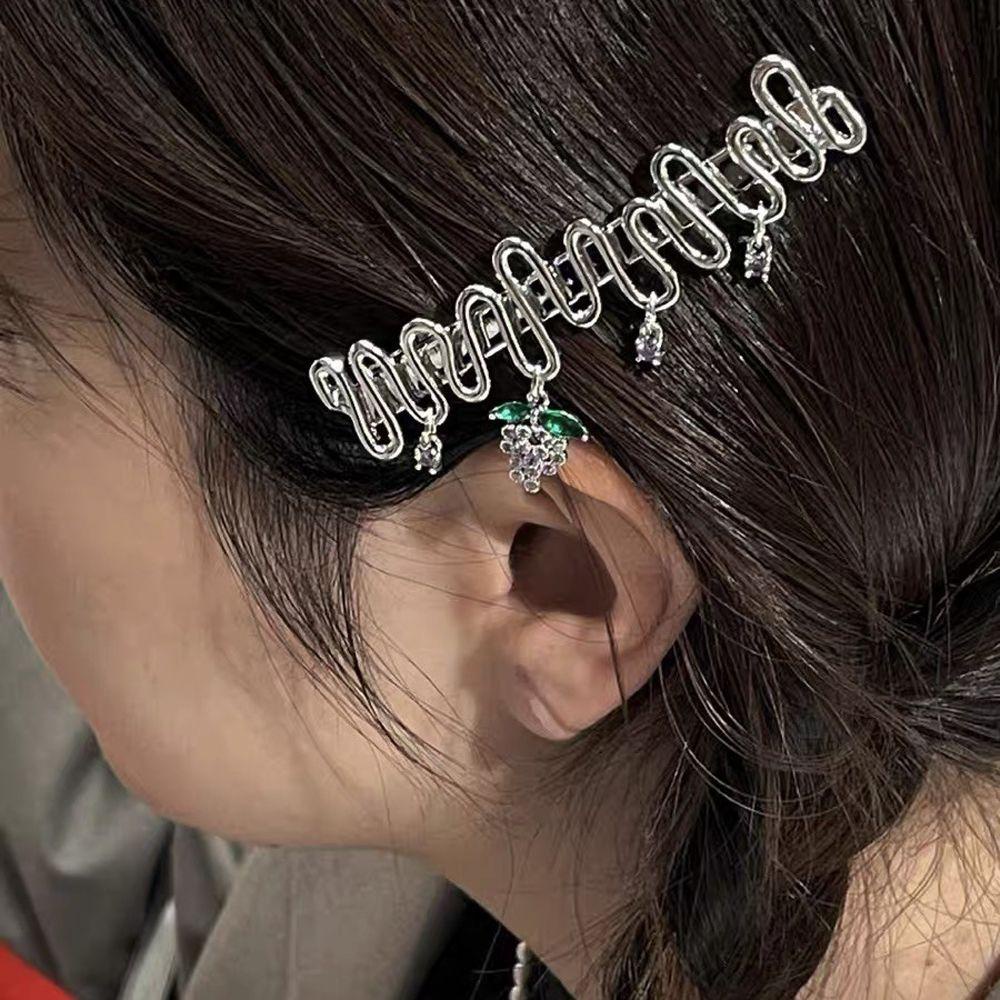 Kẹp Tóc VANES1 Bằng Hợp Kim Họa Tiết Hoa Nho Ngọt Ngào Dễ Phối Đồ Phong Cách Hàn Quốc