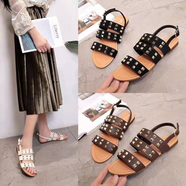 ] dép sandal đinh tán quai hậu ngang êm chân( rẻ nhất shopee)