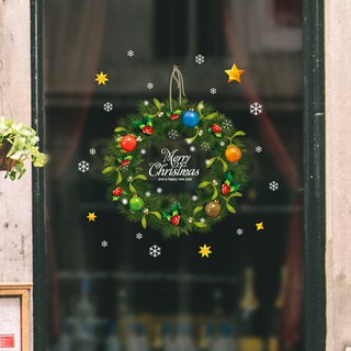 Decal dán tường , dán kính vòng nguyệt quế noel 01