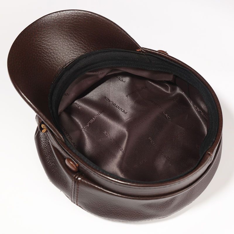 Mũ Lưỡi Trai Bằng Da Bò Thật Dày Dặn Giữ Ấm Tai Thời Trang Thu Đông Cho Nam