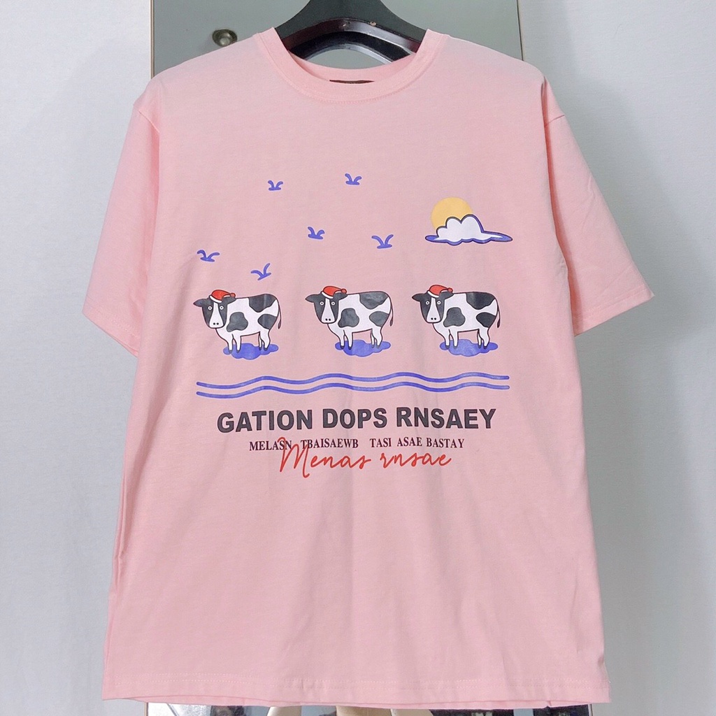 Áo Thun Tay Lỡ COWS BÒ SỮA Vải Thun Cotton Form Rộng Ulzzang Unisex