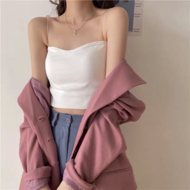 Áo 2 dây sợi bún siêu mảnh có đệm ngực Ulzzang phong cách hàn