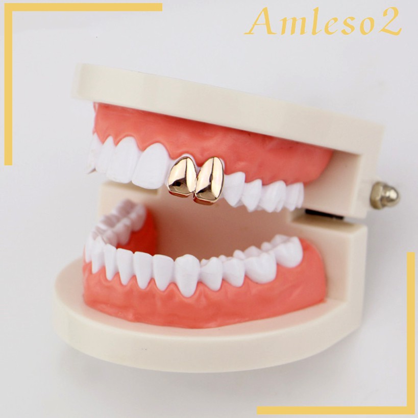 Hot Unisex Hip Hop Silicone Glitter 18k Plated Tooth Grills Cap 2pcs