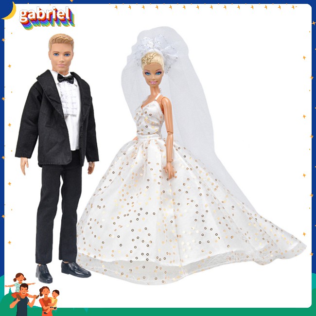 Doll Dress Luxury Wedding Dress Doll Accessories + Shoes Suit+