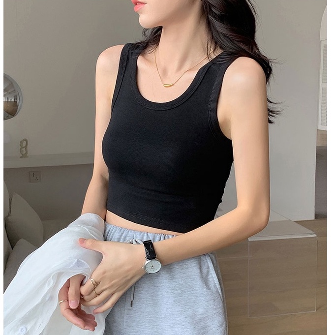 Áo hai dây IHKKE cổ tròn đơn giản thời trang cho nữ