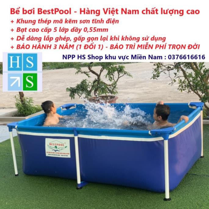 Bể bơi lắp ghép khung thép cao cấp BestPool (Bảo hành 3 năm) Bể bơi gia đình cùng phao cho bé - Tặng kèm bạt che bể