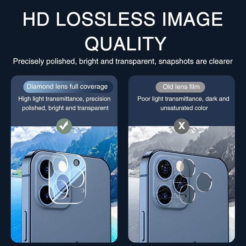 Nắp Bảo Vệ Ống Kính Camera Sau Bằng Kính Cường Lực Sang Trọng Cho iPhone 14 13 12 11 Pro Max Mini Plus