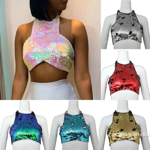 Áo croptop không tay đính kim sa lấp lánh thời trang