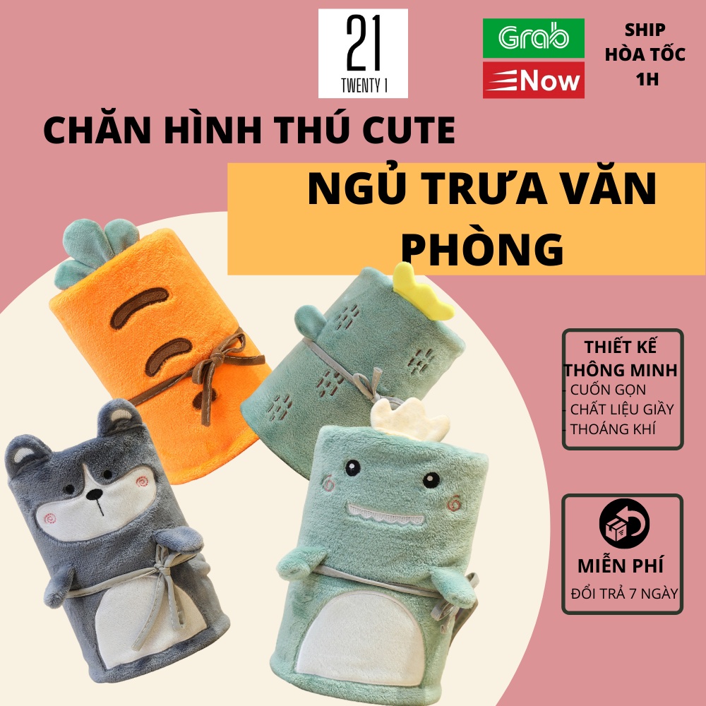 Chăn Văn Phòng lông tuyết Gấp Gọn Hình Thú Dễ Thương 21TWENTY1 Cho Học Sinh, Sinh Viên, Sofa, Du Lịch, Ô Tô, Máy Bay
