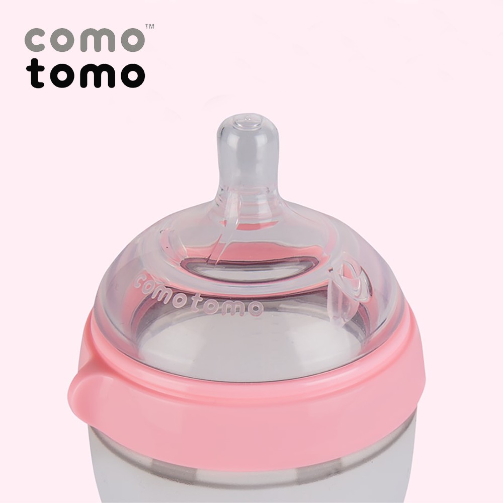 Bộ hai bình silicone Comotomo 150ml - Hồng