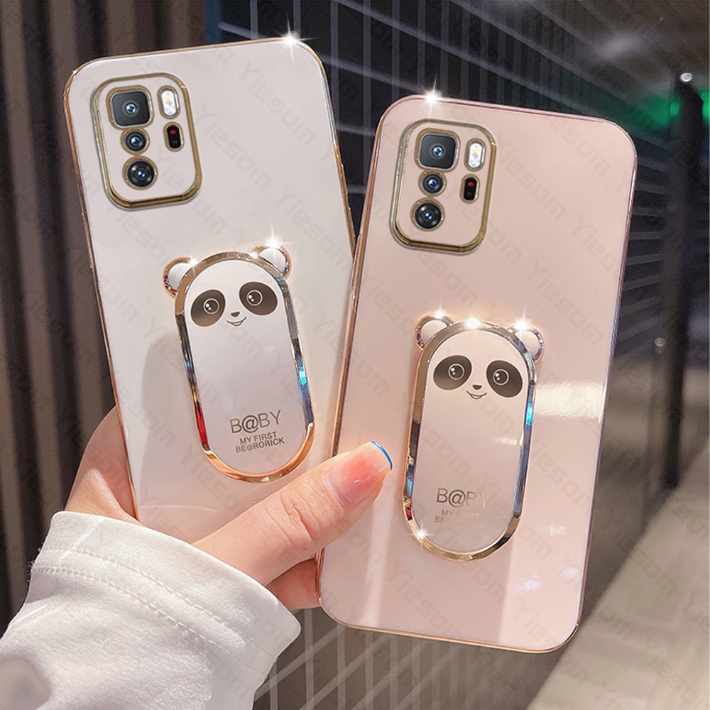Ốp Điện Thoại Silicon Dẻo Họa Tiết Hoạt Hình Chú Gấu Kèm Giá Đỡ Cho Xiaomi Redmi Note 11 10 Pro 11S 10S 4G 5G 9S 9 Pro