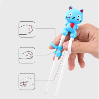 Set thìa dĩa đũa tập ăn Happy cat