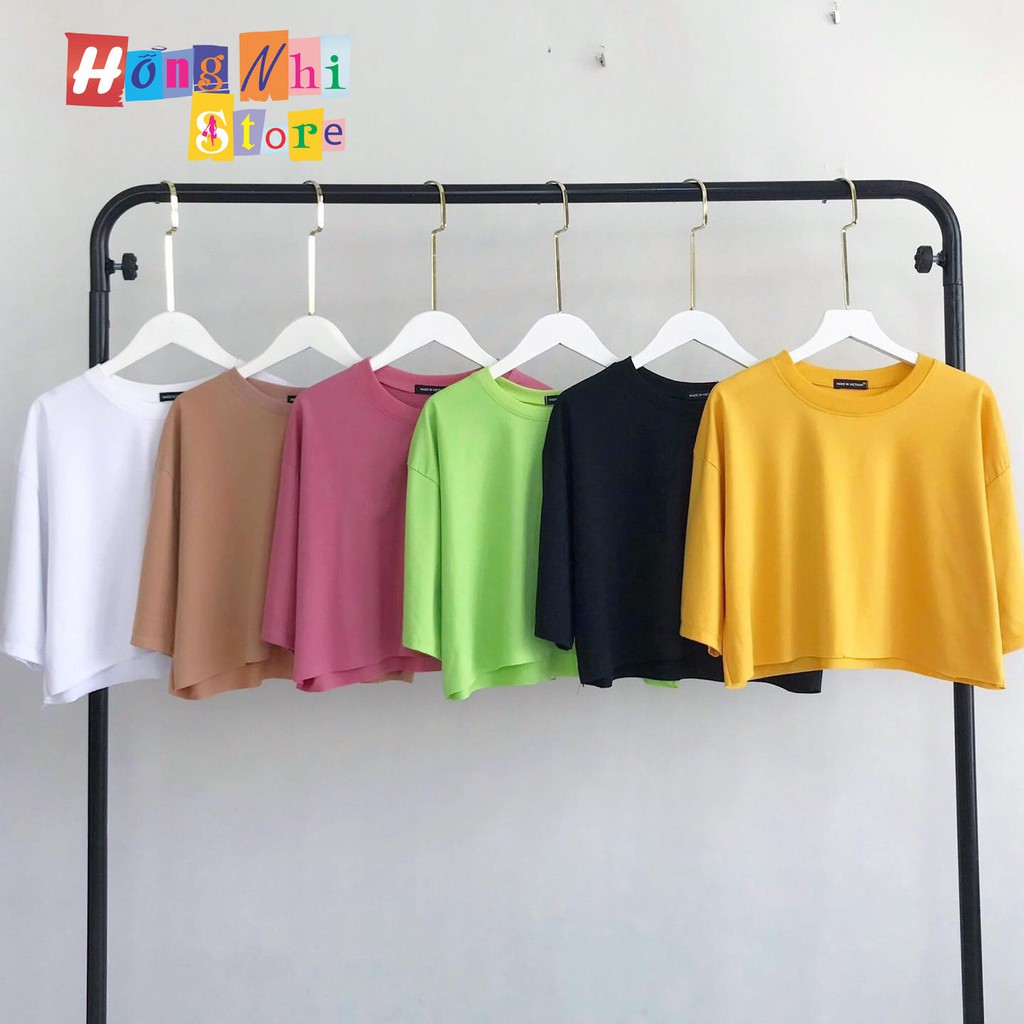 Áo Croptop Trơn Màu Trắng Tay Lửng Form Rộng Oversize Ulzzang - MM