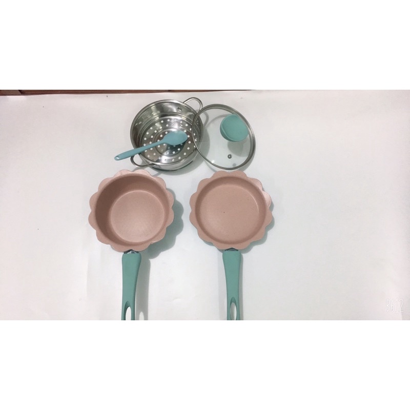 Bộ Nồi,Chảo, Hấp Đá Cao Cấp Cho Bé Ăn Dặm nguyên set