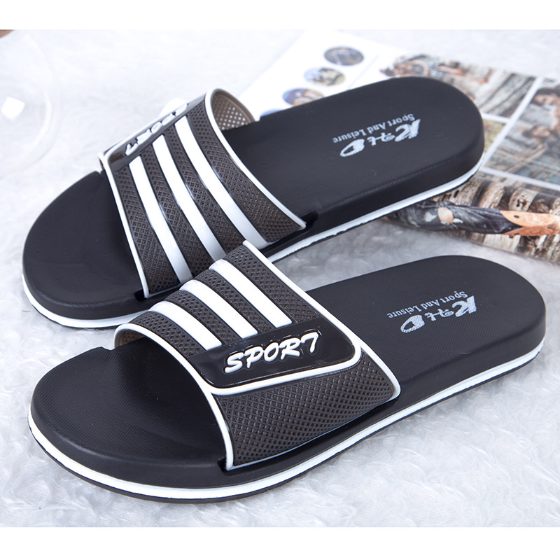 Classic men's slippers anti slip flat bottom fashion home leisure beach one word cool slippers summer