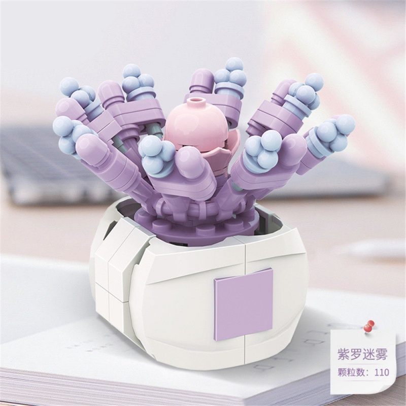 Bộ Đồ Chơi Lắp Ráp Đồ trang trí Chậu Hoa Sen Đá Sáng Tạo