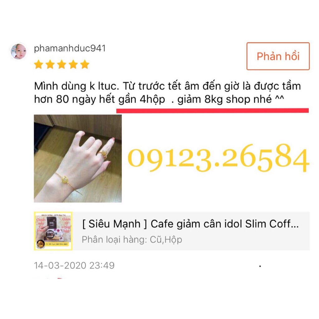 cafe idol slim, cafe giảm cân- mẫu cũ - (Hộp 10gói x 15g)