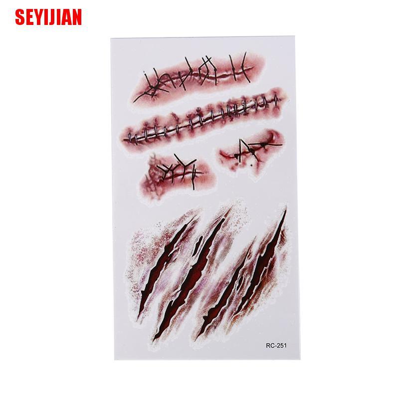 Bộ 5 Hình Xăm Dán Vết Sẹo Kinh Dị Hóa Trang Halloween