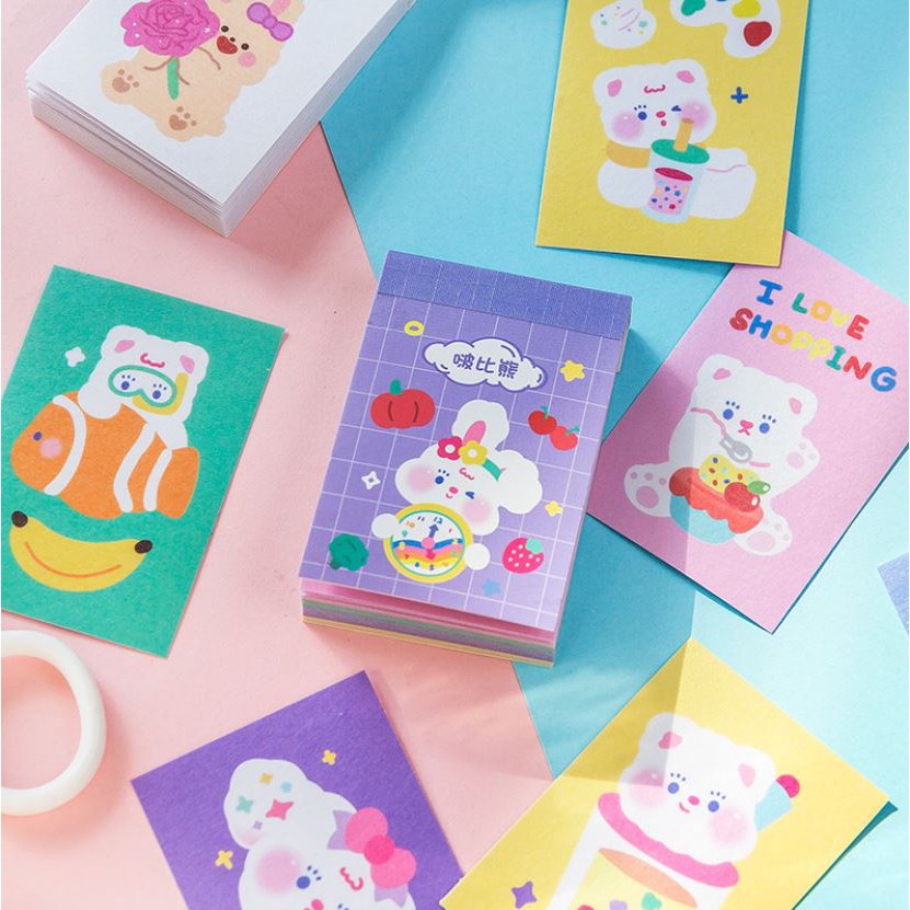 Quyển 50 trang sticker Jiyu Soft beans hình dán trang trí sổ tay | BSC013