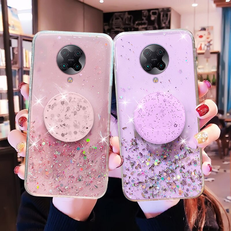 Ốp Lưng Kim Tuyến Có Nhẫn Móc Nạm Đá Cho Điện Thoại xiaomi redmi k30 pro k20 x10 4g 5g 9 9a 9c Giá Đỡ