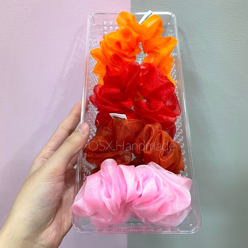 Buộc tóc handmade Scrunchies vải voan óng ánh
