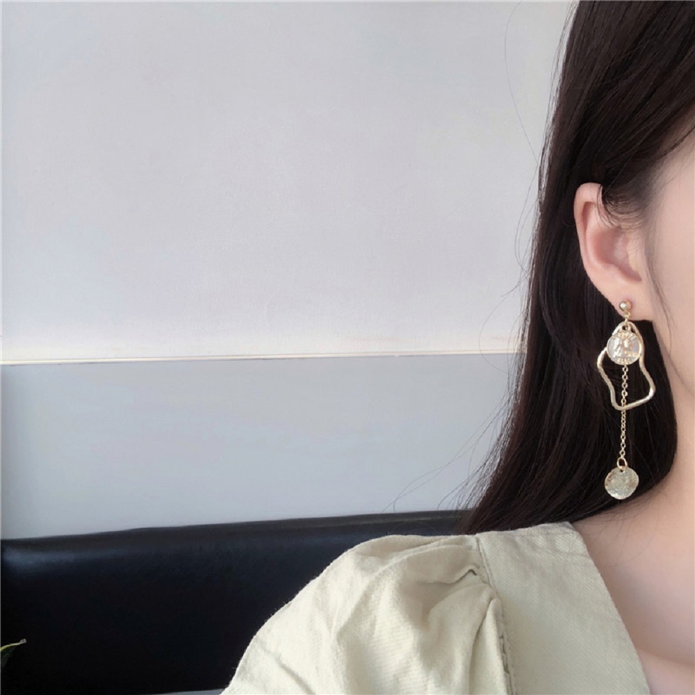 Bông Tai Dáng Dài Mặt Hình Tròn S925 Cho Nữ