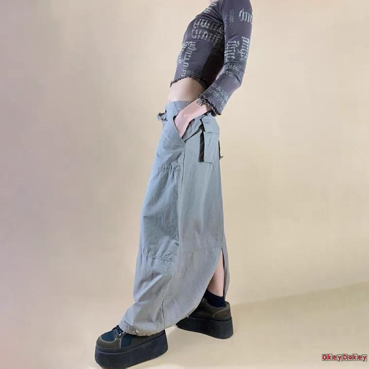 Chân Váy Dài Tới Mắt Cá Chân Màu Trơn Phối Dây Buộc Phong Cách Đường Phố Y2K Cho Nữ