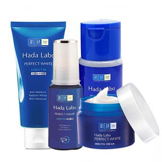 Bộ 4 Sản Phẩm Dưỡng trắng mượt vượt trội Hada Labo Perfect White