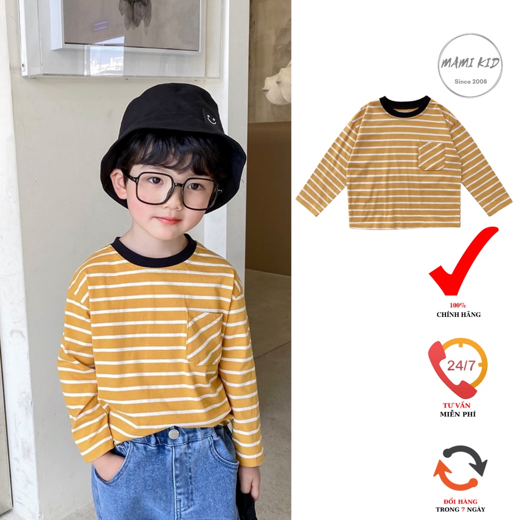 áo thun bé trai dài tay, chất 100% cotton mua thu đông dày dặn, co giãn 4 chiều MAMIKID
