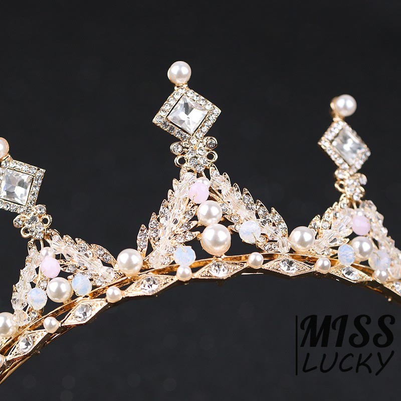 Vương miện đính đá và ngọc trai siêu xinh cho nữ