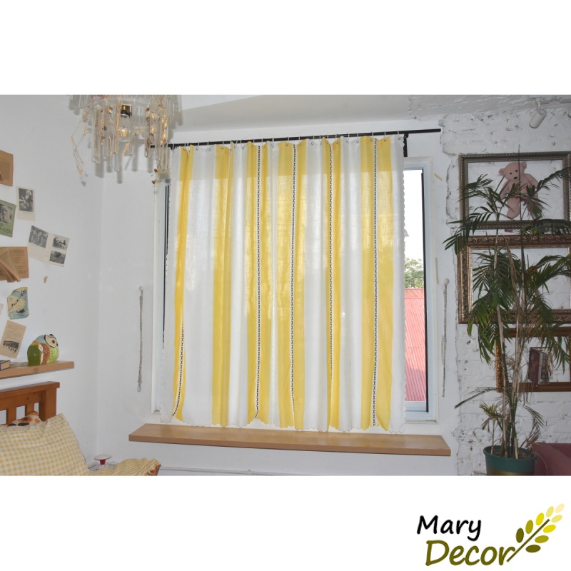 Rèm Cửa Sổ Cao Cấp, Rèm Cửa Chống Nắng 80%, Vải Treo Tường Trang Trí Decor Cửa Chất Liệu Cotton Dày Viền Tua Rua R-CC20