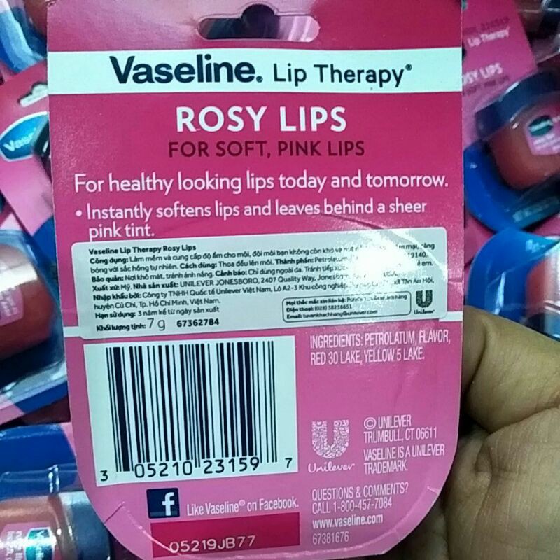 Sáp dưỡng môi hồng xinh Vaseline Lip Therapy Rosy Lip (7g)