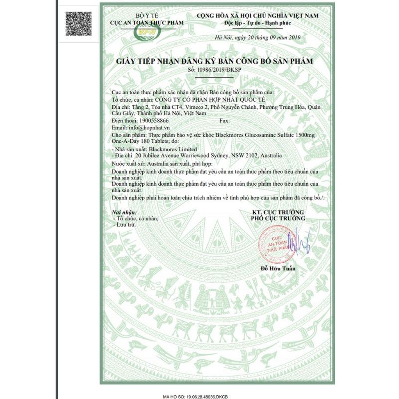 Date 2026-Viên bổ xương Blackmores Glucosamine 1500mg
