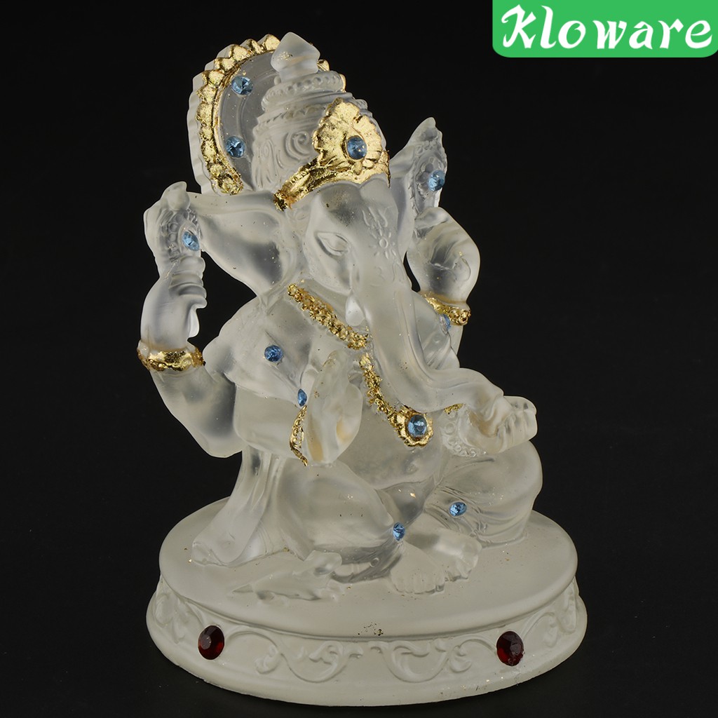 Tượng Thần Voi Ganesh Hindu Trong Suốt Bằng Nhựa Resin