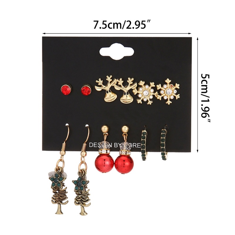 Set 6 Đôi Khuyên Tai Chủ Đề Giáng Sinh