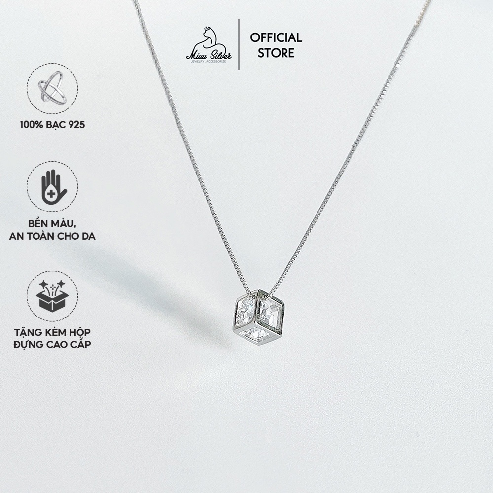 Dây chuyền bạc Miuu Silver, vòng cổ nữ lập phương đính đá Cube Necklace