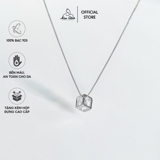 Dây chuyền bạc nữ Miuu Silver, vòng cổ lập phương đính đá Cube Necklace